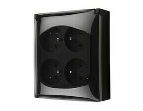 Zásuvka SIMON ACGZ4CZ/49A, 4 nás., IP44, cl., průhl. víčko, 16A/250V~, bezšr. sv., černá mat