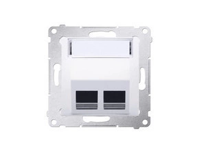 Kryt SIMON DKP2S.01/11, telefonní a datové 2 násobné zásuvky Keystone, zkosený, bílá