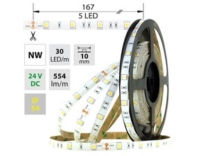 LED pásek MC LED SMD5050 NW, 30LED/m, 8,5W/m, 554lm/m, IP54, DC 24V, 10mm, 5m