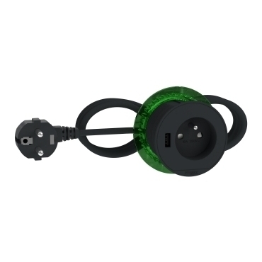 SCHN INS44007 Unica System+ - Stolní box XS se zásuvkou 250V/16A + nabíječkou USB A 3.1A, zápustný,