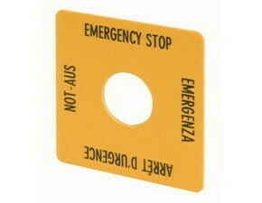 EATON 216484 M22-XYK1 Označ. štítek nouzového zastavení, IP66, 50×50, DE, EN, FR, IT