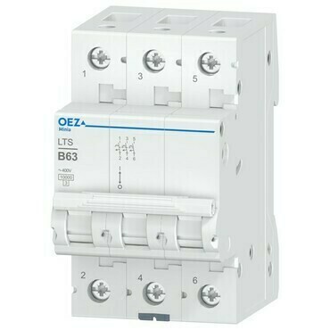 OEZ:42094 LTS-63B-3 Jistič In 63 A, Ue AC 230/400 V / DC 180 V, charakteristika B, 3pól, Icn 10 kA