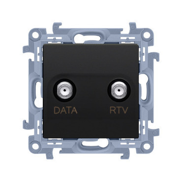 SIMON CAD1.01/49 Anténní zásuvka R-TV-DATA, (strojek s krytem), frekvence pro vstupy - 5÷1000 MHz, č