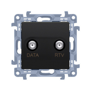 Zásuvka anténní SIMON CAD1.01/49, RTV+DATA (přístroj s krytem), 1x vstup: 5÷1000 MHz, černá matná