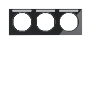 HAG 10132235 Rámeček 3-násobný s popisovým polem, vodorovný, Berker R.3, černá, lesk