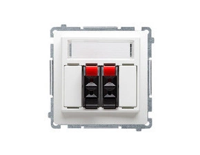 Zásuvka reproduktorová SIMON BMGL3.01/11, 2 násobná (přístroj s krytem), s popisným polem, bílá