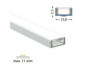 Profil přisazený MC LED PG2 16x8mm včetně mléčného difuzoru 2m
