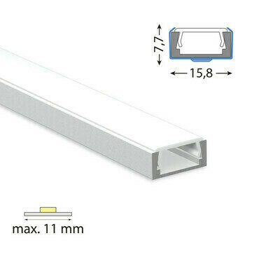 Profil přisazený MC LED PG2 16x8mm včetně mléčného difuzoru 2m