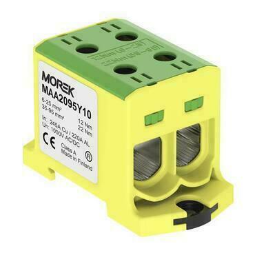 MOREK MAA2095Y10 Univerzální řadová svorka OTL 95-2xAl/Cu 6-95mm2 1000V zel/žlutá