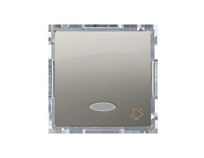 Ovladač zapínací SIMON BASIC BMD1L.01/29, s LED podsv., ř. 1/0So, 10A/250V~, bezšr. sv., saténová
