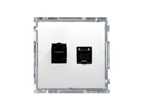Zásuvka datová SIMON BASIC BM62E.01/11, 2 násobná stíněná RJ45 kat. 6, s protiprachovými clonkami, b