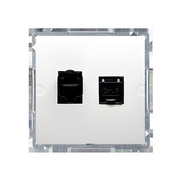 Zásuvka datová SIMON BASIC BM62E.01/11, 2 násobná stíněná RJ45 kat. 6, s protiprachovými clonkami, b
