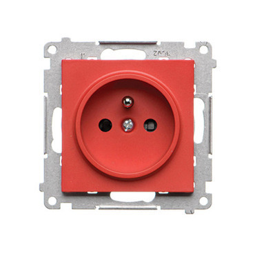 Zásuvka SIMON TGZ1CZ.01/122, 1 nás., cl., 16A/250V~, bezšr. sv., červená