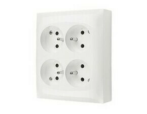 Zásuvka SIMON ACGZN4/11, 4 násobná, IP20, s uzemněním, bez víčka, 16 A/250 V~, šroubové svorky, bílá