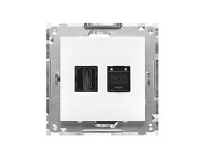 Zásuvka HDMI+datová SIMON 55 TGHRJ45.01/111, RJ45 kat. 6 (přístroj s krytem), bílá matná