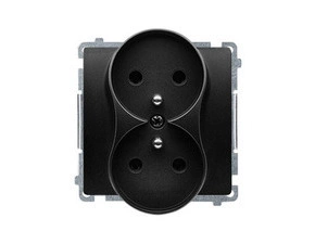 Zásuvka SIMON BMGZ2/49, 2 nás, kolíky naproti sobě, 16A/250V~, šr. sv., černá mat