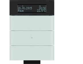 HAG 75663690 Senzor, tlačítkový IR, 3-násobné s pokoj. termostatem a displejem, B.IQ, sklo, bílá