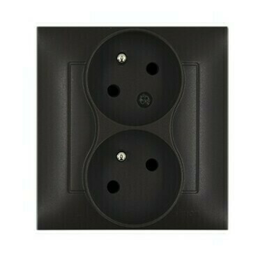 Zásuvka SIMON DGZ2TS/46, 2 násobná, s uzemněním, pootočená, šroubové svorky, hnědá metalizovaná