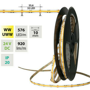 LED pásek MC LED COB dual white - dim to warm, 576LED/m, 10W/m, DC 24V, 920lm/m, CRI90, IP20, mo (2)