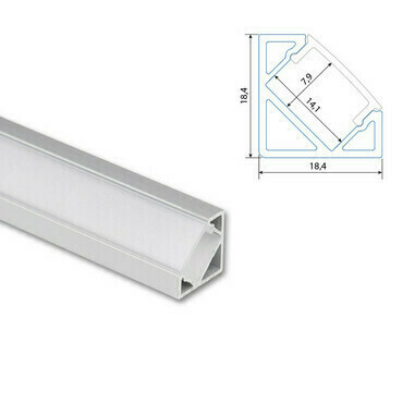 Profil rohový MC LED RJ, 19x19mm, včetně mléčného difuzoru, 2m