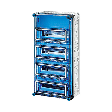 HEN Mi 1444 Jističová rozvodnice IP 65, prostor na 48 modulů ve 4 řadách, s odklápěcími okénky a se