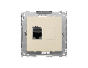 Zásuvka datová SIMON 55 T61E.01/144, 1násobná stíněná RJ45 kat.6 s protiprachovou clonkou,champagne