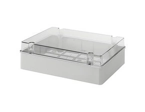 Spojovací krabice GEWISS GW44430 s průhledným víkem, plast. šroub, plombovací, ip56, 380x300x120