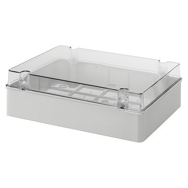 Spojovací krabice GEWISS GW44430 s průhledným víkem, plast. šroub, plombovací, ip56, 380x300x120