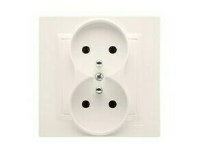 Zásuvka SIMON CGZ2/41, 2 násobná, s uzemněním, kolíky naproti sobě, šroubové svorky, krémová