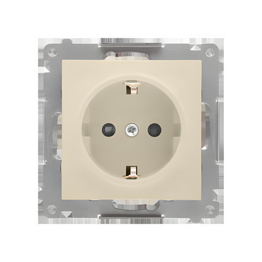 Zásuvka Schuko SIMON 55 TGSZ1CZ.01/144, 1 nás., cl., 16A/250V~, bezšr. sv., champagne mat