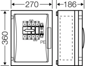 HEN FP 5202 Skříň s vypínačem 100A/3, 5-ti pólová, velikost skříně 1, bez bočních stěn
