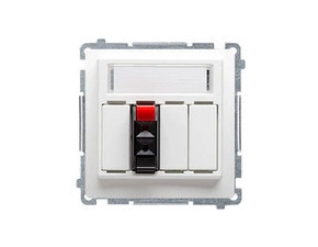 Zásuvka reproduktorová SIMON BMGL31.01/11, 1 násobná (přístroj s krytem), s popisným polem, bílá