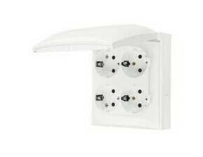 Zásuvka Schuko SIMON AQUACLICK ACGSZ4/11, 4 nás., IP44, 16A/250V~, šr. sv., bílá