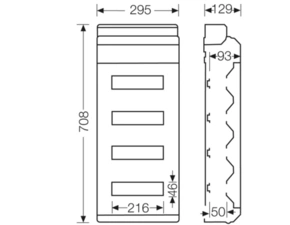 HEN KV 4648 Jističová skříň 4x 12 modulů, bez svorkovnice PE/N, kabelové vstupy přes elastické membr