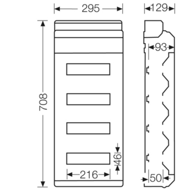 HEN KV 4648 Jističová skříň 4x 12 modulů, bez svorkovnice PE/N, kabelové vstupy přes elastické membr
