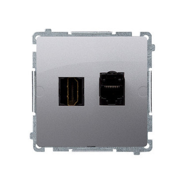 SIMON Basic BMGHRJ45.01/43 Zásuvka HDMI + počítačová zásuvka RJ45 kat.6, (strojek s krytem) Stříbro