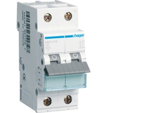 Jistič dvoupolový HAGER MBN516 1+N pól. 16A, char.B, 6 kA