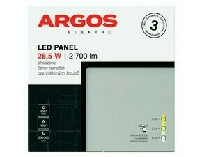 LED svítidlo přisazené ARGOS 28,5W, 2700lm, IP40/20, CCT, čtvercové, černé