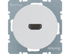 HAG 3315432089 Zásuvka, HDMI, vývod zezadu 90°, Berker R.1/R.3, bílá, lesk