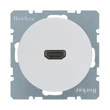 HAG 3315432089 Zásuvka, HDMI, vývod zezadu 90°, Berker R.1/R.3, bílá, lesk