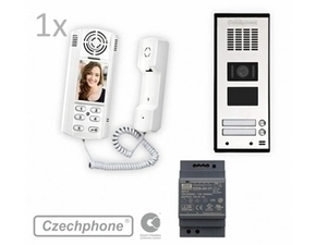 Videosada Czechphone MELODY VILLA na zeď pro 1 rodinu: 1x domovní videotelefon Verona, zvonkové tabl