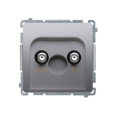 SIMON Basic BMAD1.01/43 Zásuvka  TV-DATA, typ F, DATA (strojek s krytem) 1x vstup: 5–1000 MHz; Stříb
