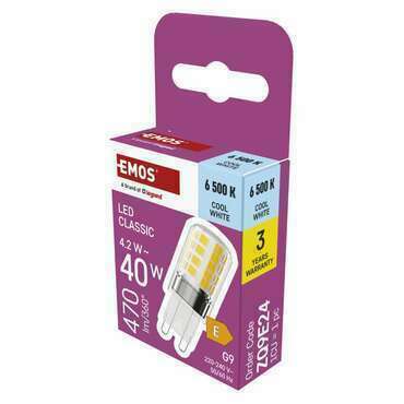 EMOS ZQ9E24 LED CLS JC 4,2W(40W) 470lm G9 CW