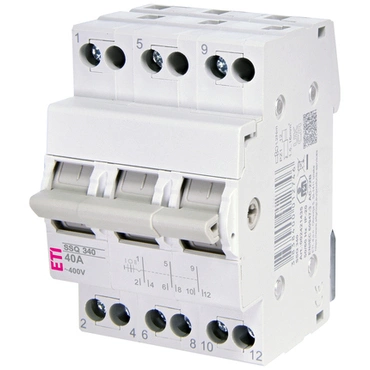 ETI 002421435 Modulový přepínač I-0-II SSQ 340, 3-pólový, kat. AC-22A, In = 40A, Un = 230/400V AC