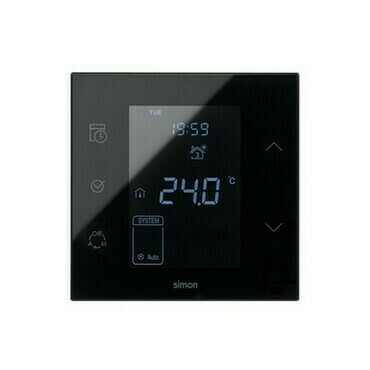 Termostat SIMON 10000810-138, iO s vnitř. senz. tepl., kompl. verze, 1 nás. kr., černá