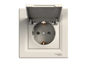 SCHN EPH3100123 Asfora - Zásuvka SCHUKO 250V 16A s víčkem, krémová