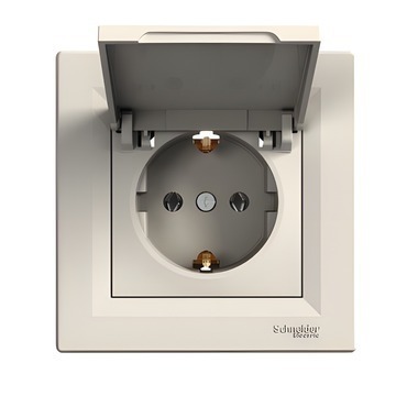 SCHN EPH3100123 Asfora - Zásuvka SCHUKO 250V 16A s víčkem, krémová