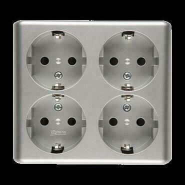 Zásuvka Schuko SIMON EGSZ4SNZ/43, 4 nás., cl., na om., bezšr. sv., stříbrná metalíza