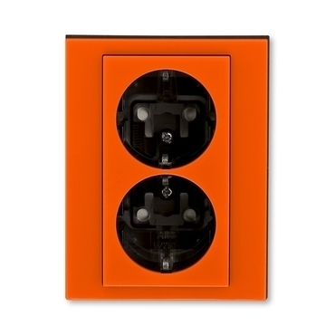Zásuvka dvojnásobná ABB Levit 5522H-C03457 66, oranžová/kouř. černá, s ochr. kontakty (DIN), s cl.