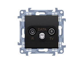SIMON CAD.01/49 Anténní zásuvka R-TV-DATA (strojek s krytem),  1x vstup: 5-862 MHz, černá matná